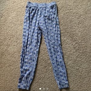 blue patterned comfy pants